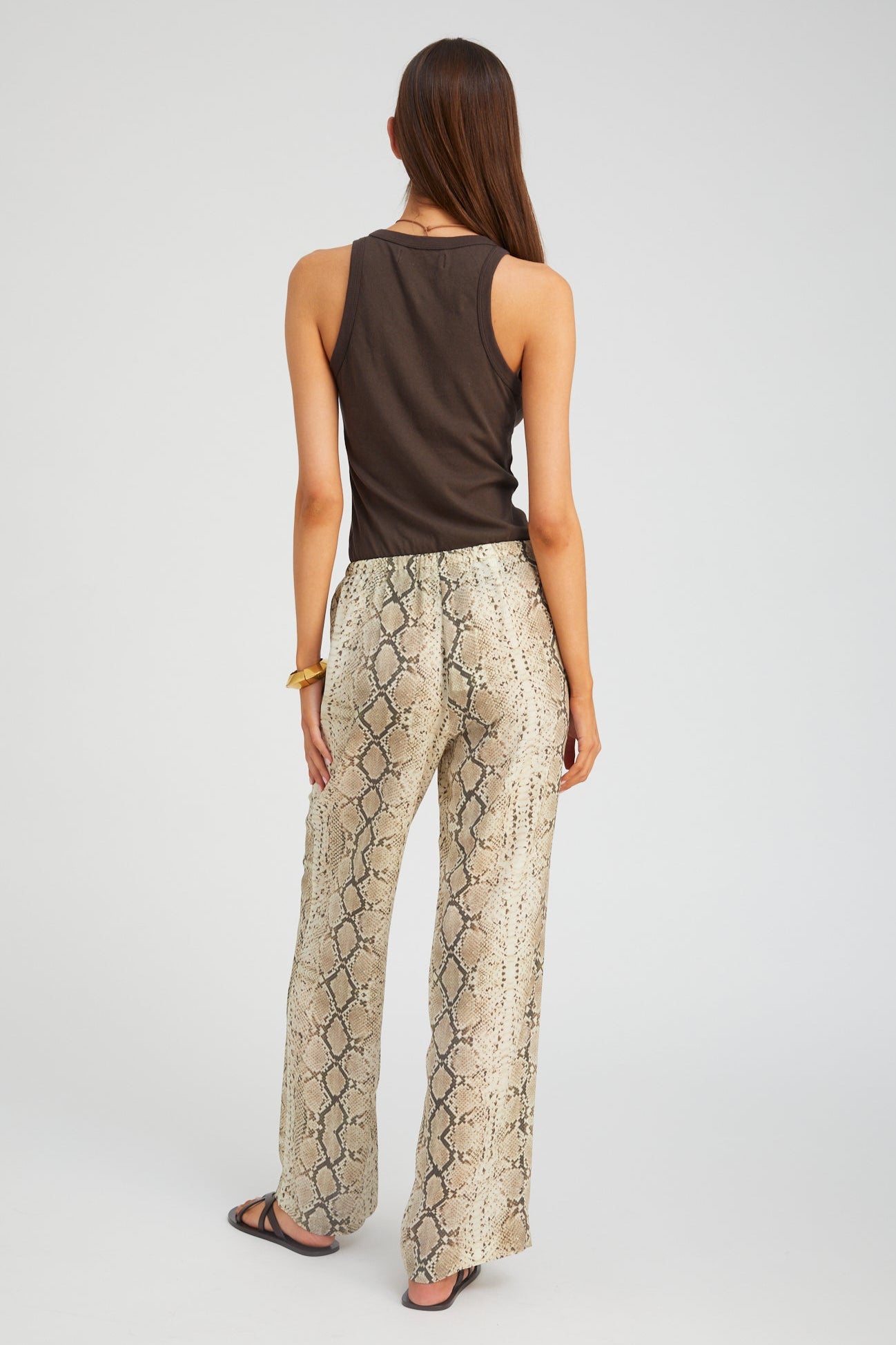 Beige Snakeskin Silk Kauai Pants
