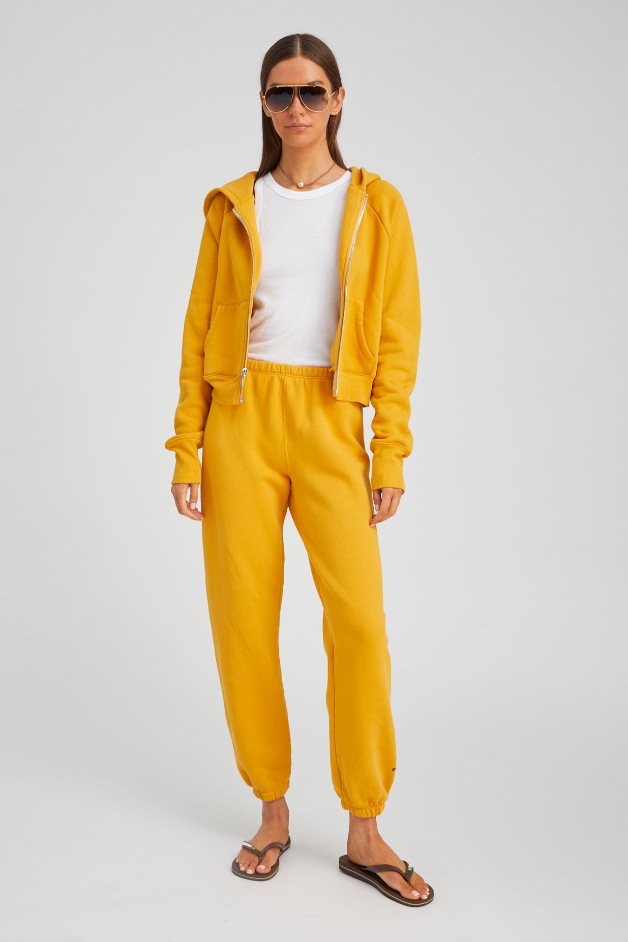 Mustard Cotton Mini Logo Sweatpants