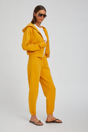 Mustard Cotton Mini Logo Sweatpants