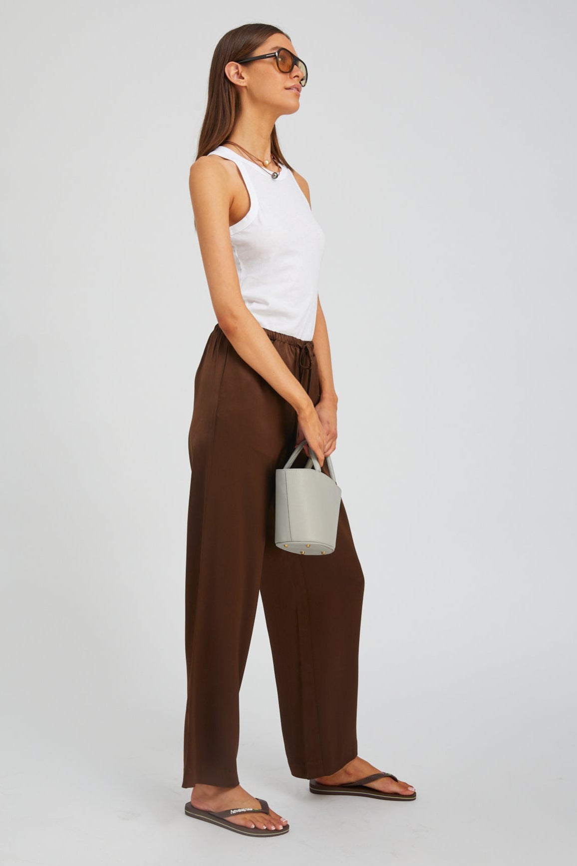 Brown Silk Kauai Pants
