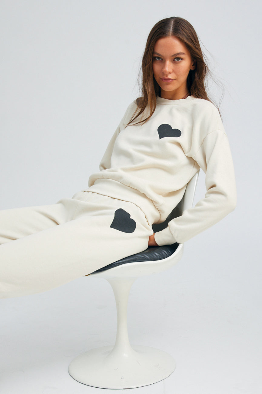 Vintage White Heart Sweatshirt