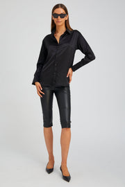 Black Leather Capri