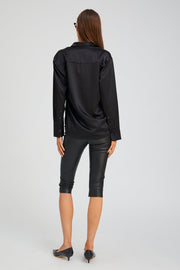 Black Leather Capri