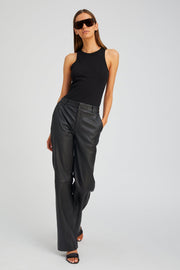Black Leather Classic Trousers