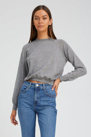 Grey Cashmere Long Sleeve Raglan Sweater