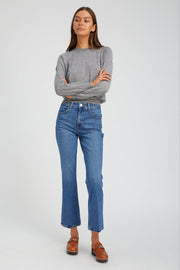 Grey Cashmere Long Sleeve Raglan Sweater