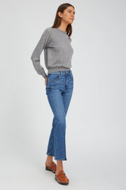 Grey Cashmere Long Sleeve Raglan Sweater