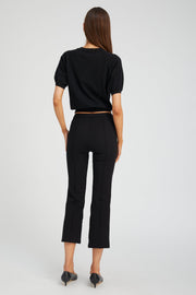 Black Casanova Ankle Flare Pintuck Pants