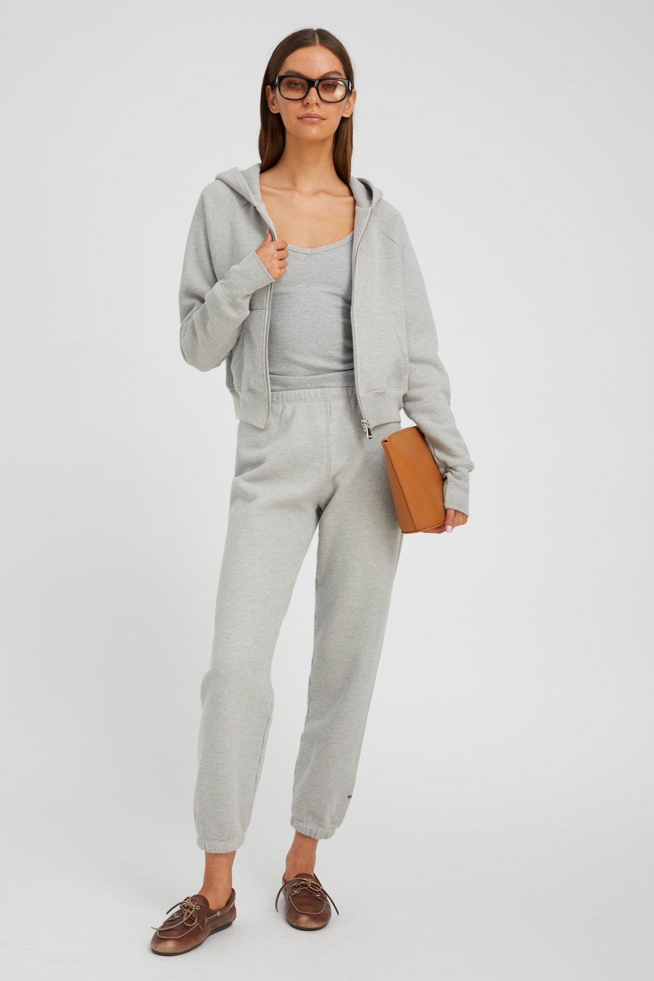 Heather Grey Cotton Mini Logo Sweatpants