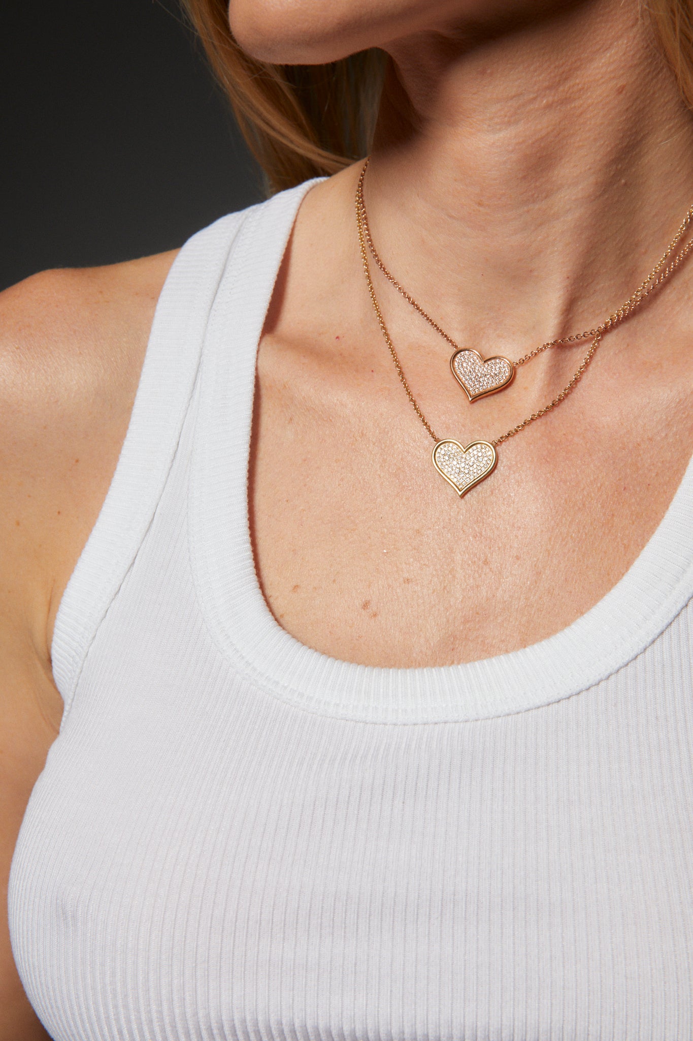 Large Diamond Pave Heart Necklace