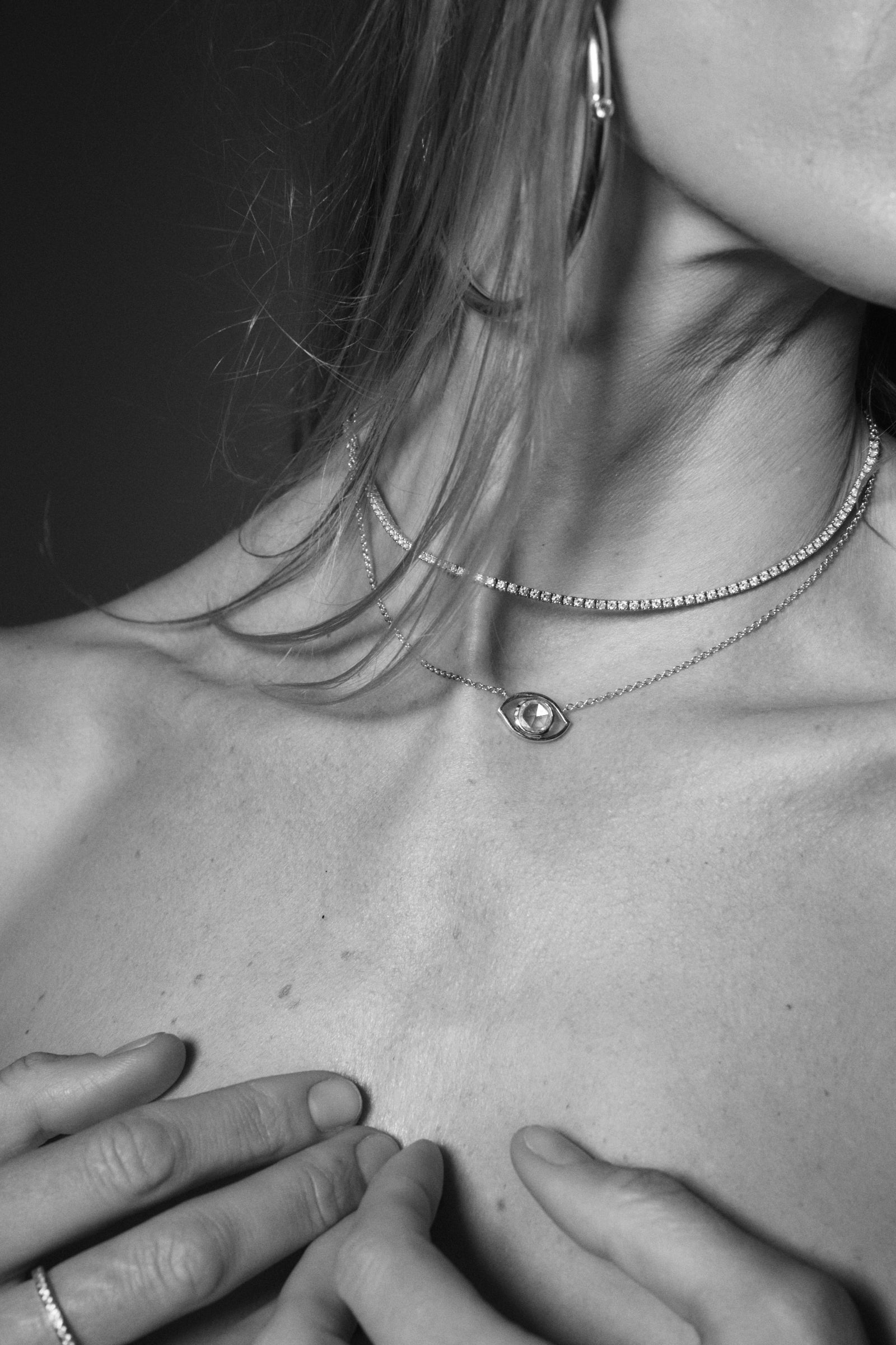 Rose Cut Diamond Evil Eye Necklace