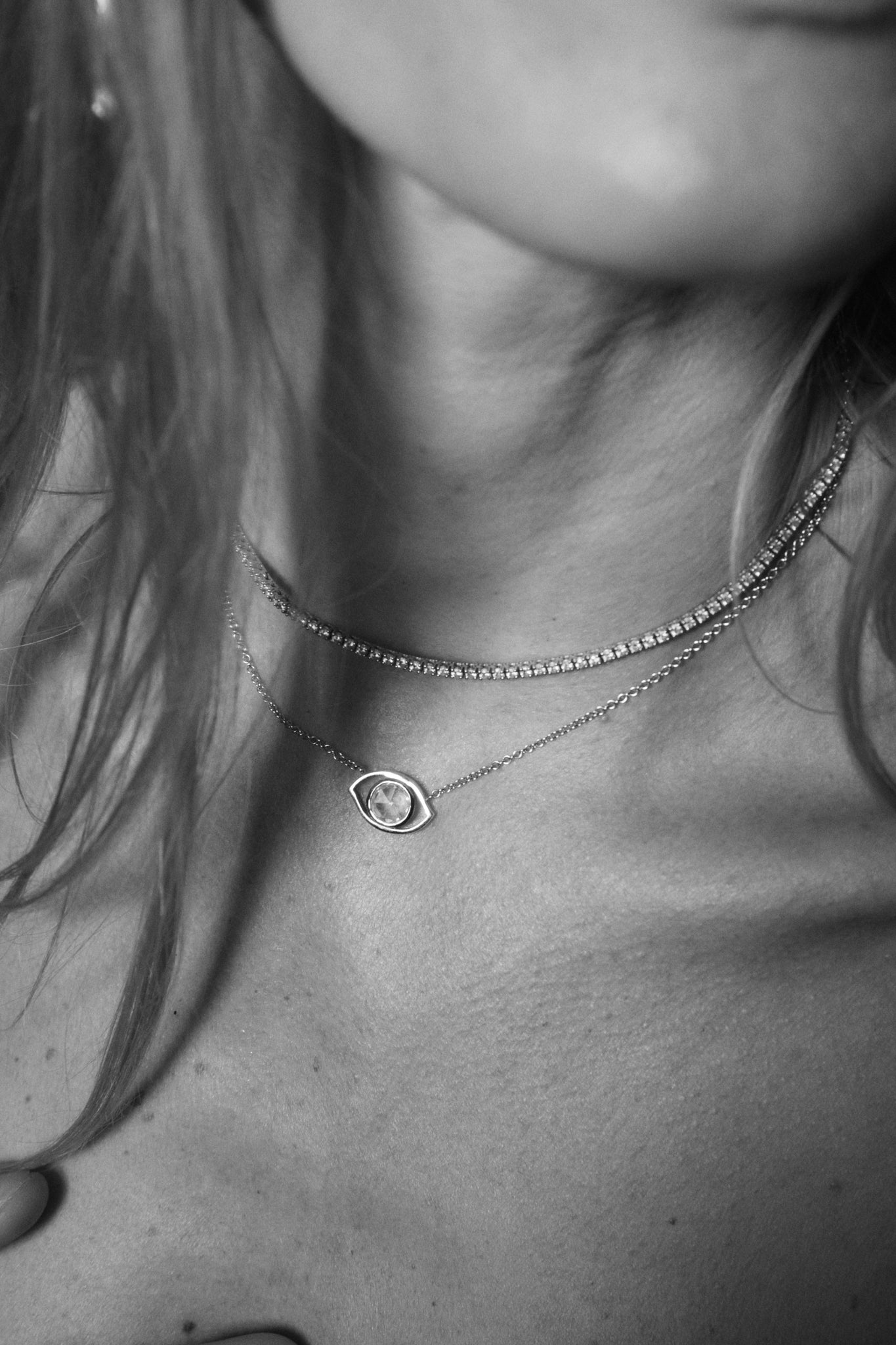 Rose Cut Diamond Evil Eye Necklace