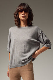 Grey Cashmere Boxy Tee