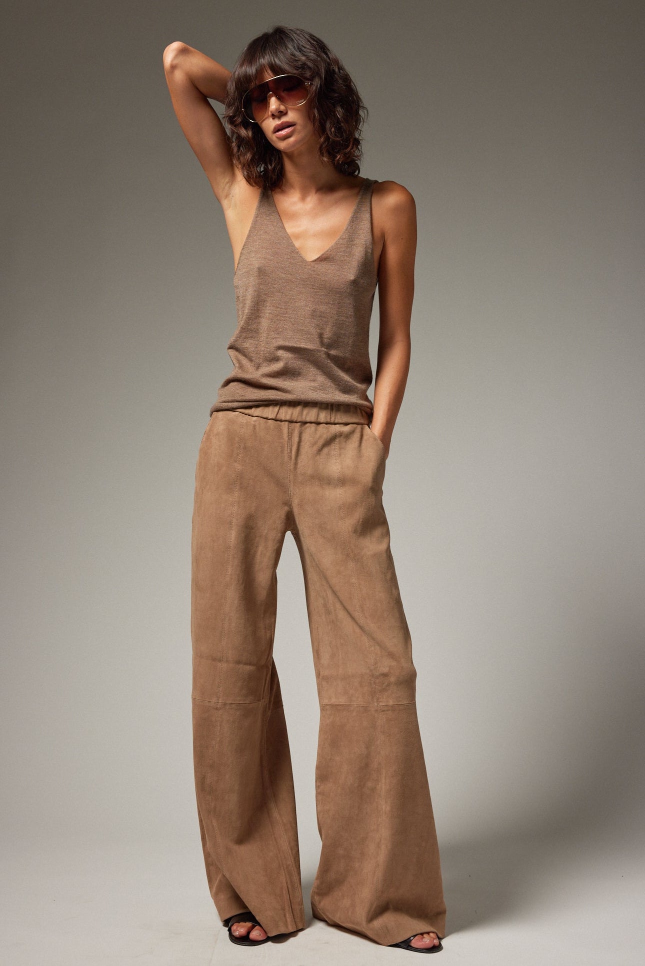 Suede Wide Leg Trousers