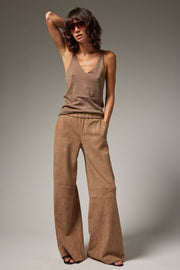 Suede Wide Leg Trousers