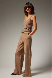 Suede Wide Leg Trousers