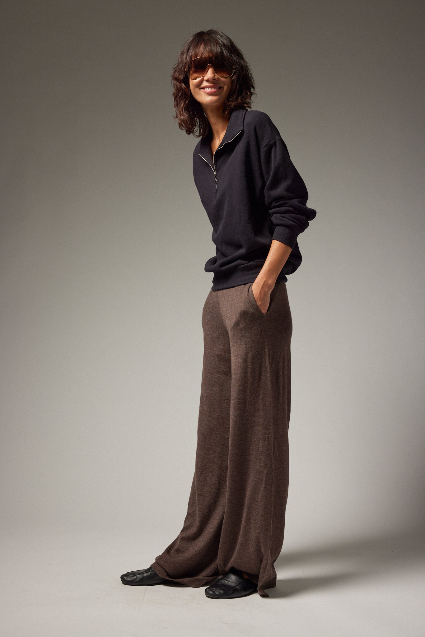 Wide Leg Fine Cashmere Pants
