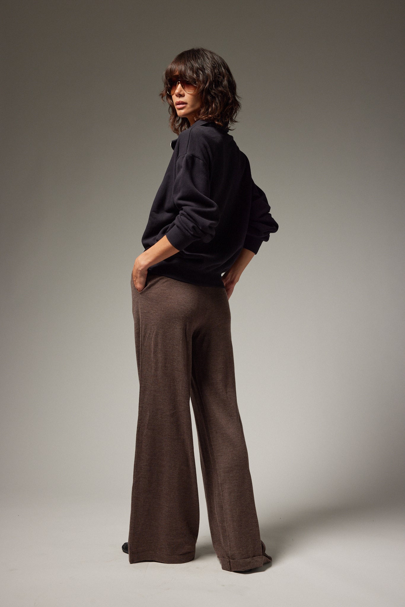 Wide Leg Fine Cashmere Pants