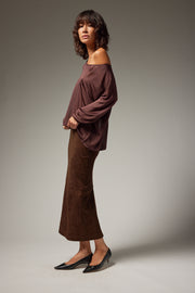 Silky Jersey Off Shoulder Sweater