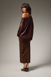 Silky Jersey Off Shoulder Sweater
