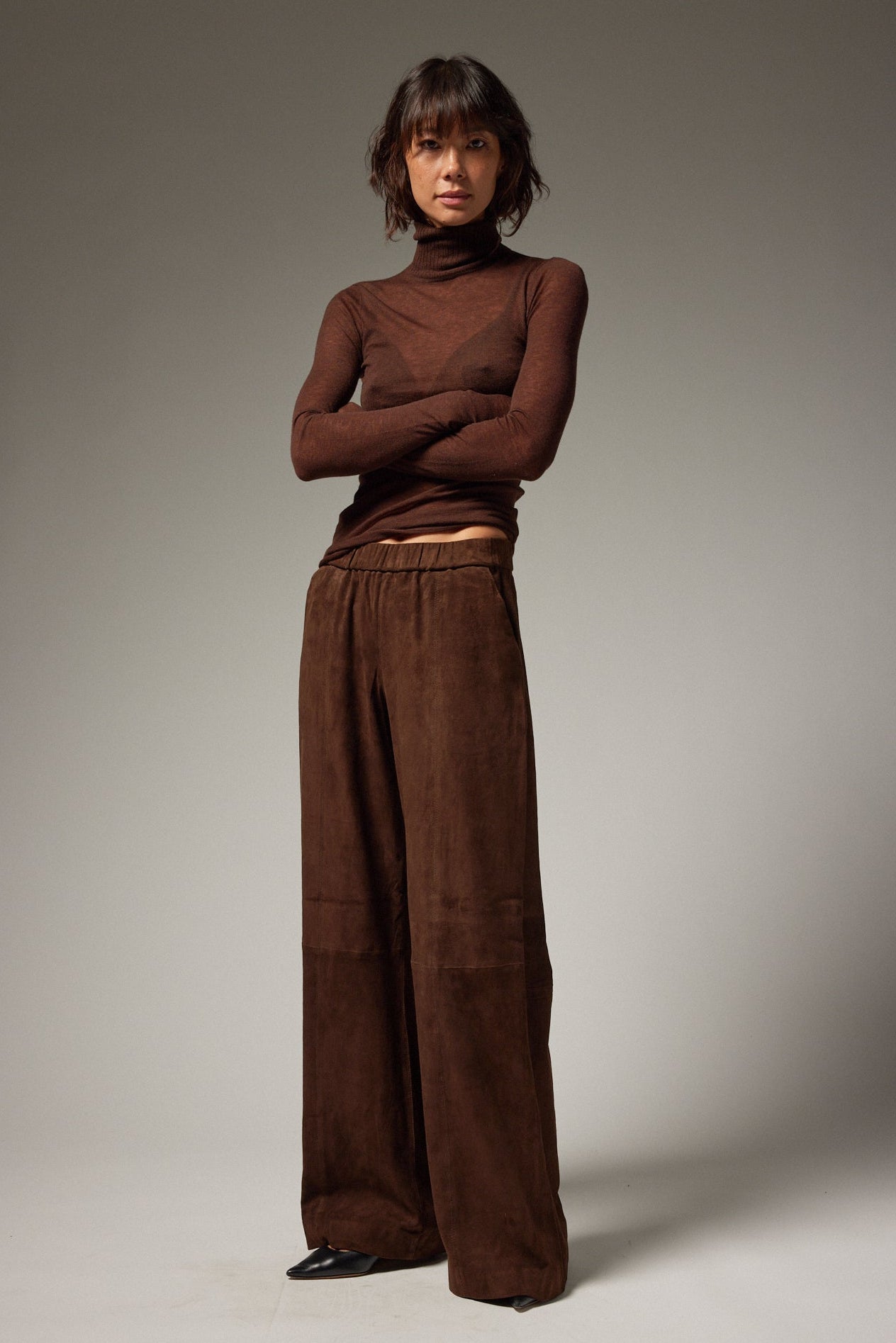 Suede Wide Leg Trousers