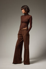 Suede Wide Leg Trousers