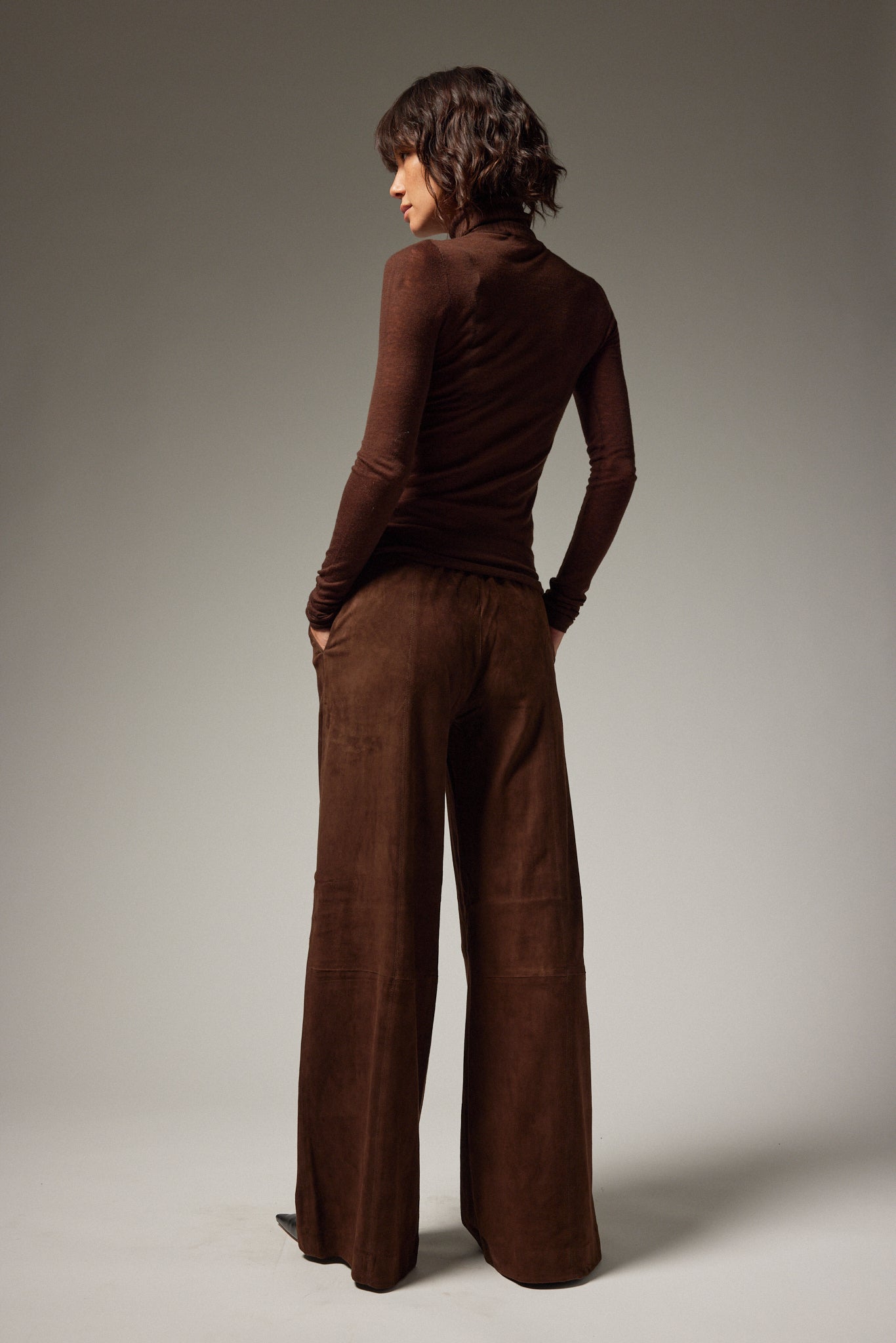 Suede Wide Leg Trousers