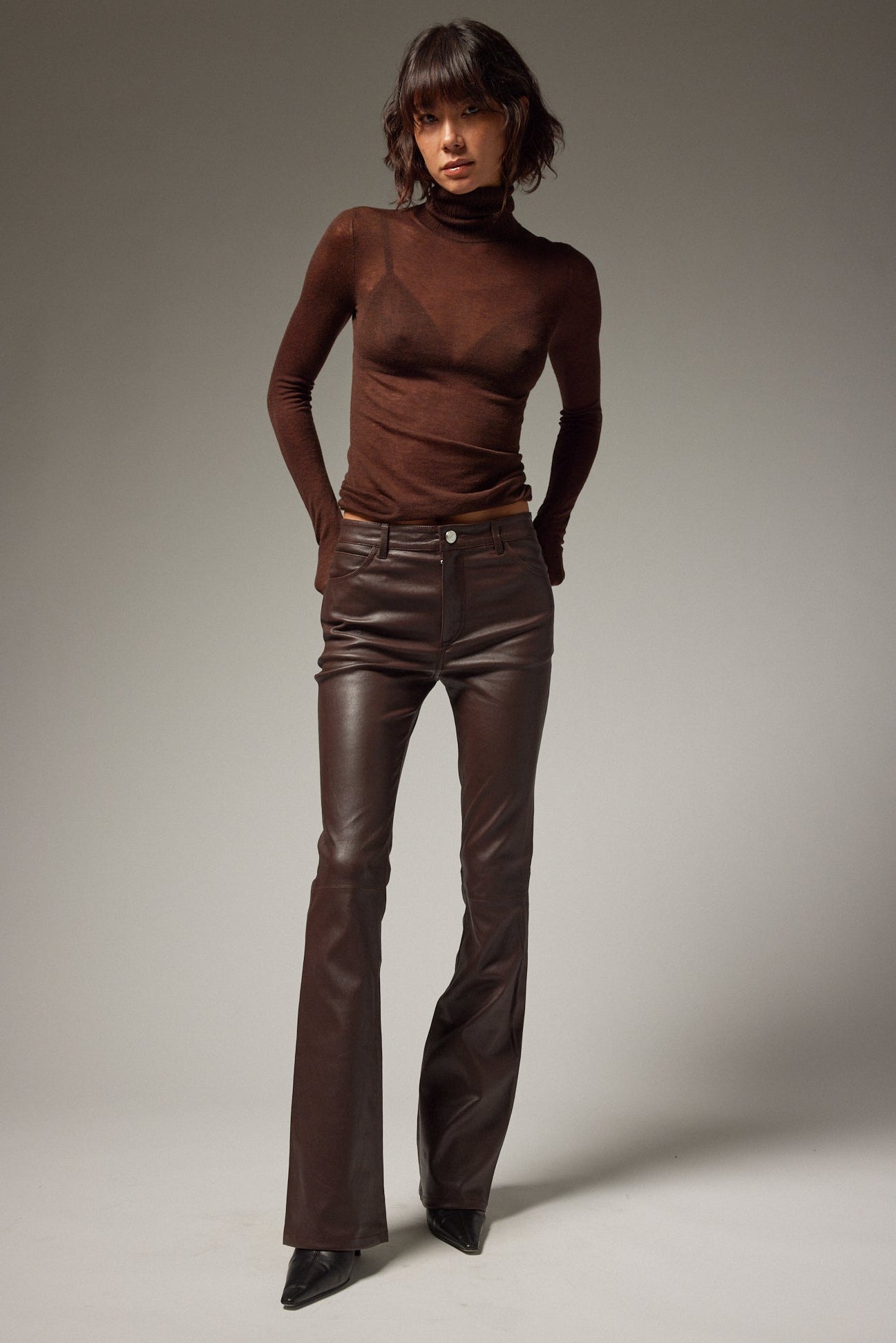 Leather 5 Pocket Micro Flare