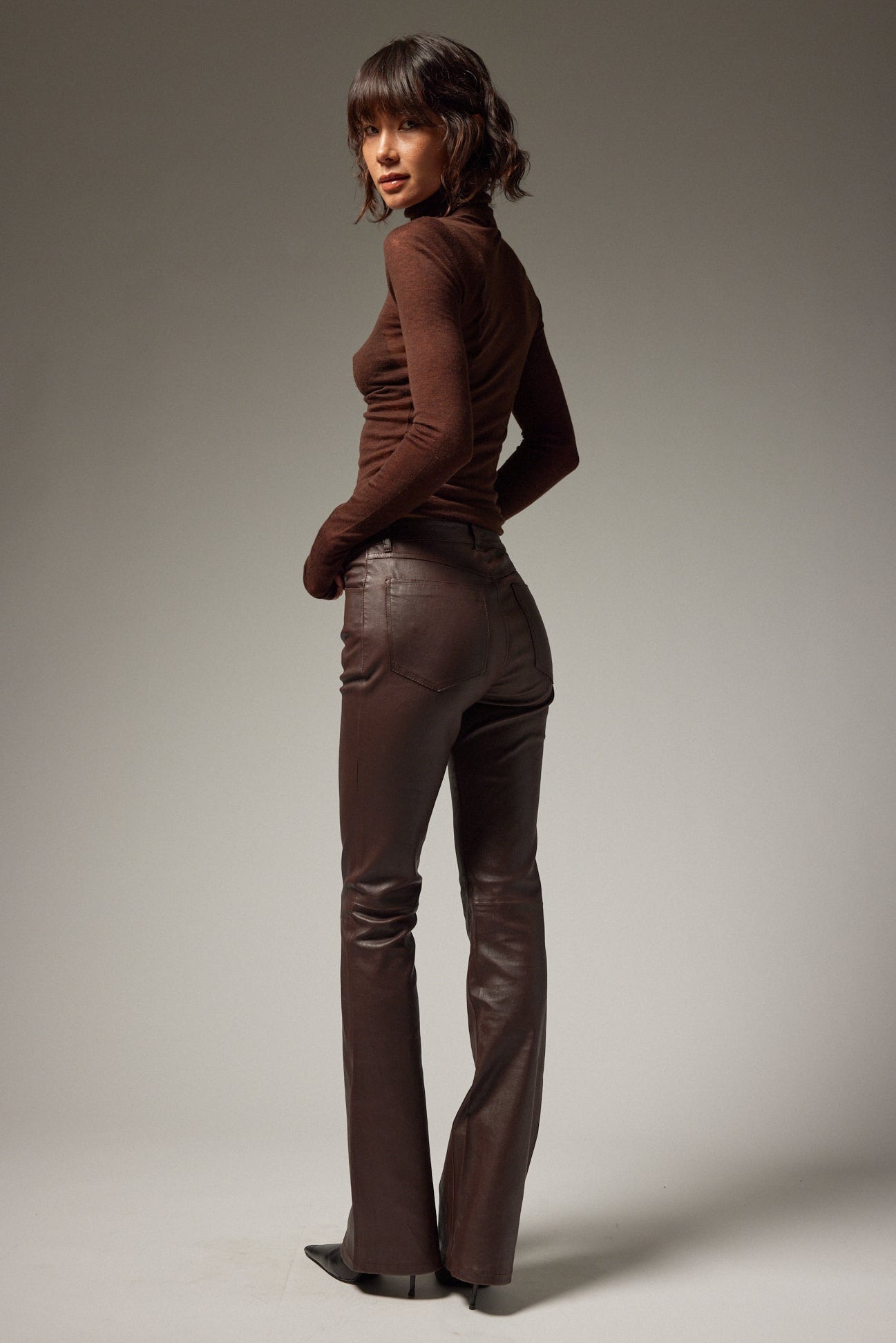 Leather 5 Pocket Micro Flare