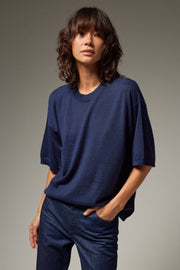 Navy Cashmere Boxy Tee
