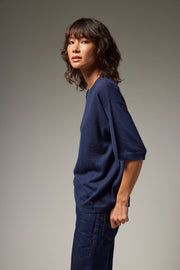 Navy Cashmere Boxy Tee