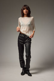 Slim Straight Leather Pants