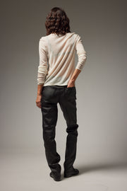 Slim Straight Leather Pants