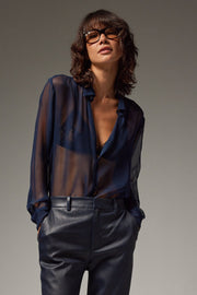 Mara Silk Chiffon Button Down