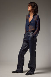 Mara Silk Chiffon Button Down