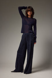 Wide Leg Suede Trousers