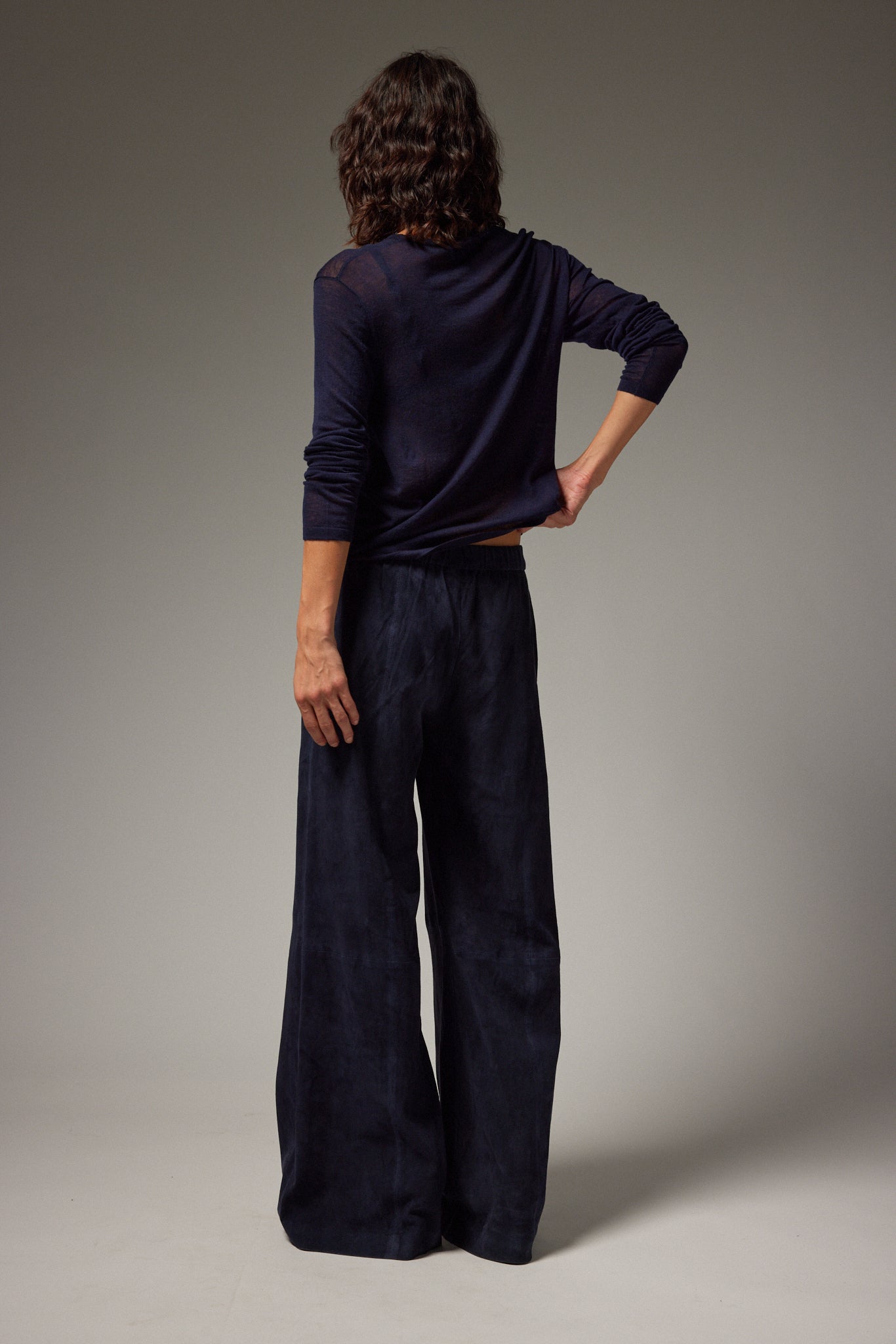 Wide Leg Suede Trousers