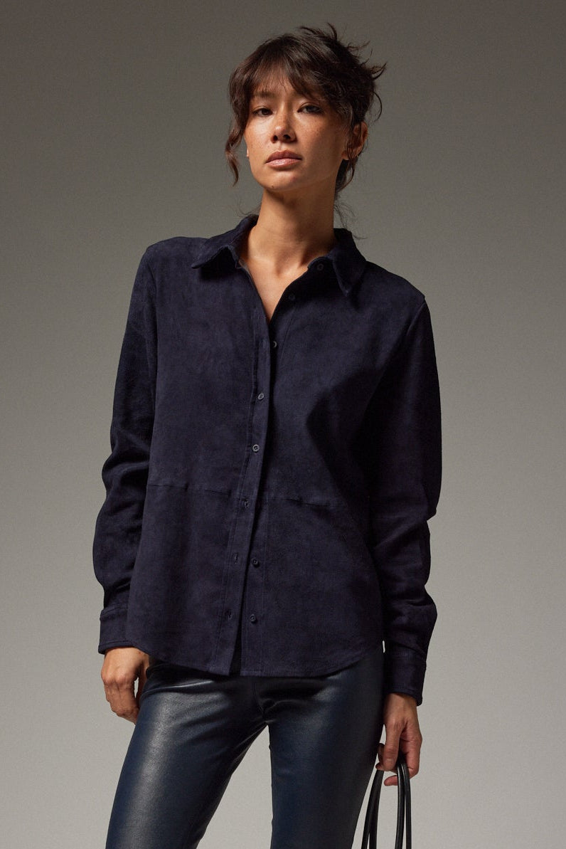 Fonda Suede Button Down