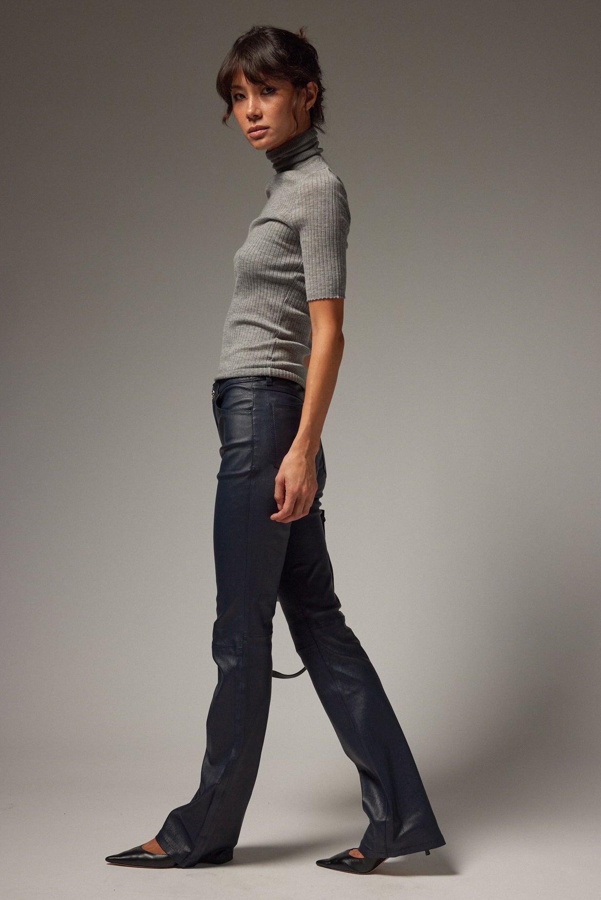 5 Pocket Leather Micro Flare
