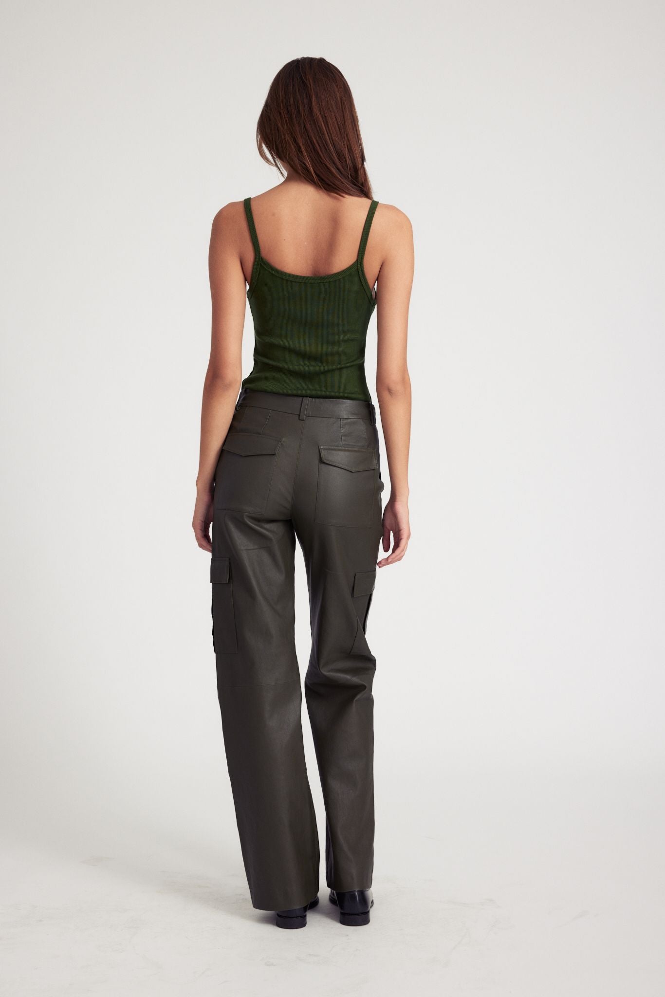 Cactus Leather Baggy Cargo Trousers