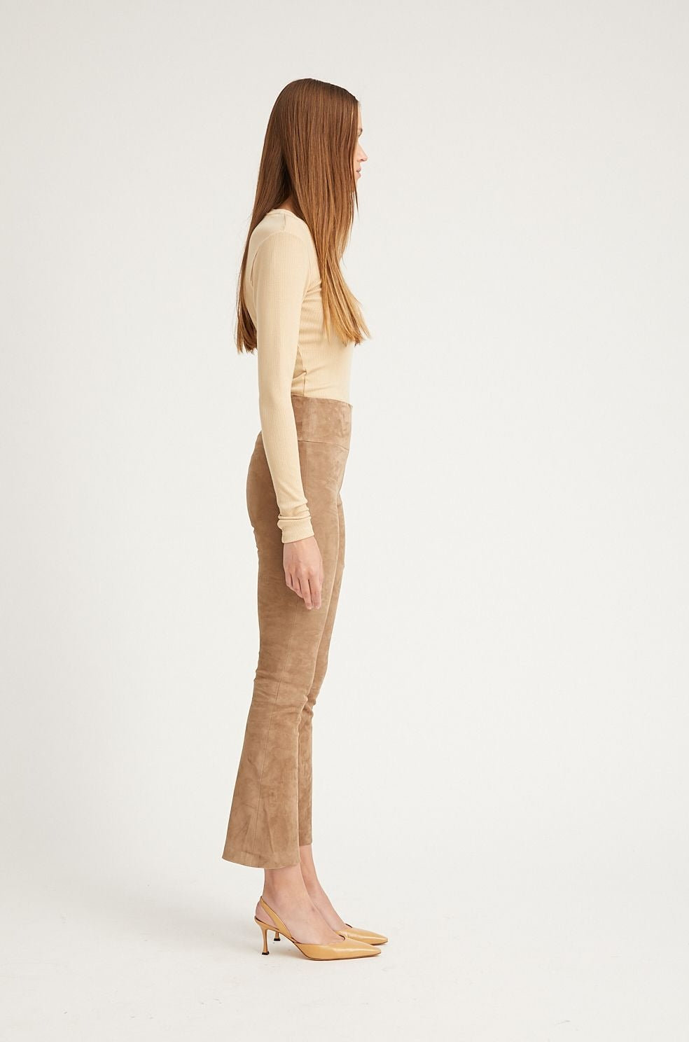 Mushroom Suede Ankle Flare Leggings