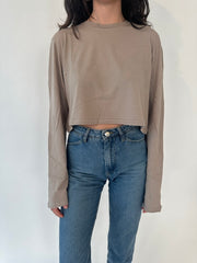 Cotton Cropped Long Sleeve Tee