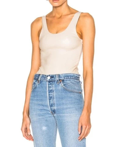Off White Leather Bodysuit