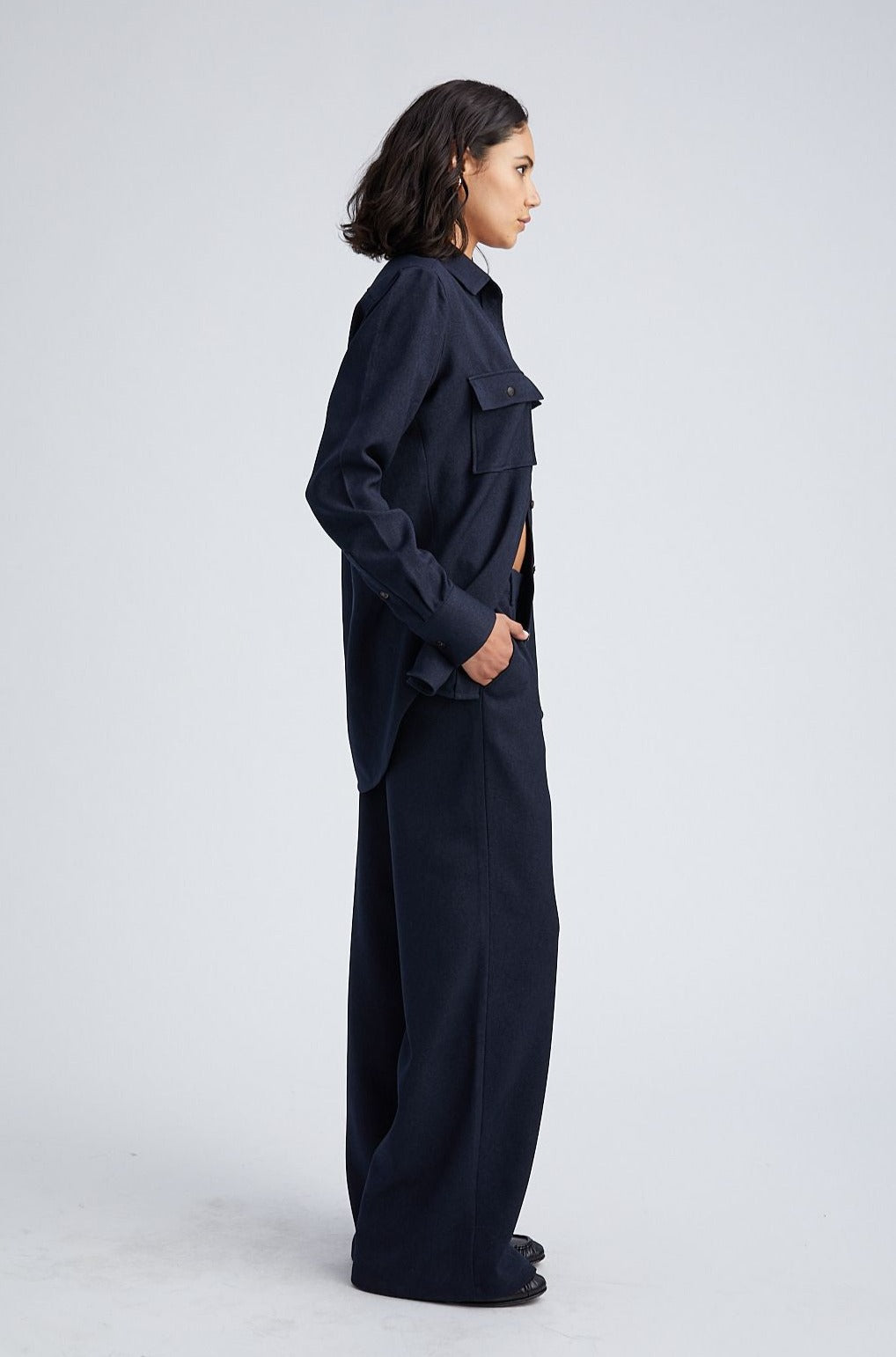 Navy Oversized Button Down