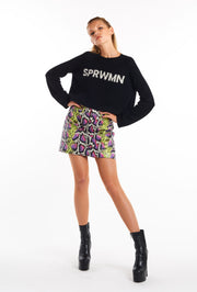 5 PKT A-Line Skirt Fuschia Snake
