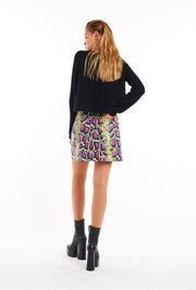 5 PKT A-Line Skirt Fuschia Snake