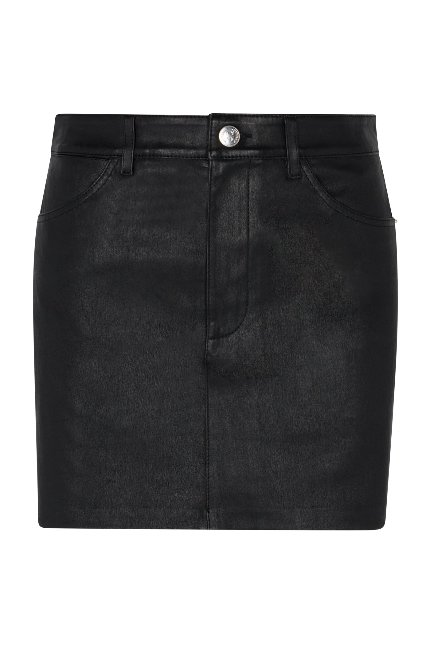 Black Leather 5 Pocket Mini Skirt