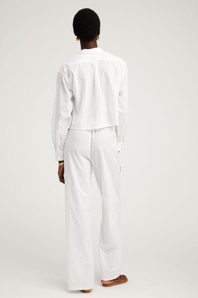 White Eyelet Easy Pants