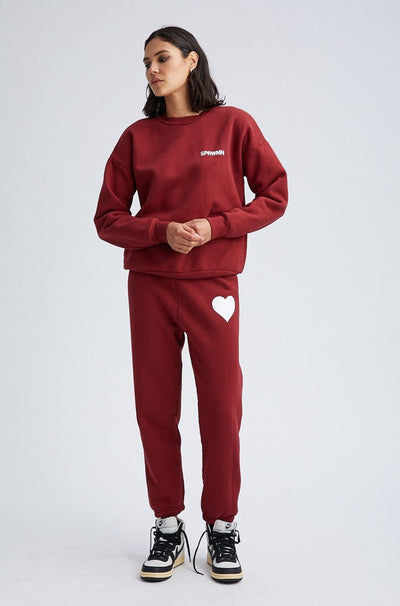 Crimson Cotton Heart Sweatpants