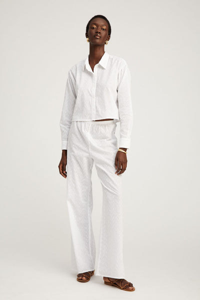 White Eyelet Easy Pants